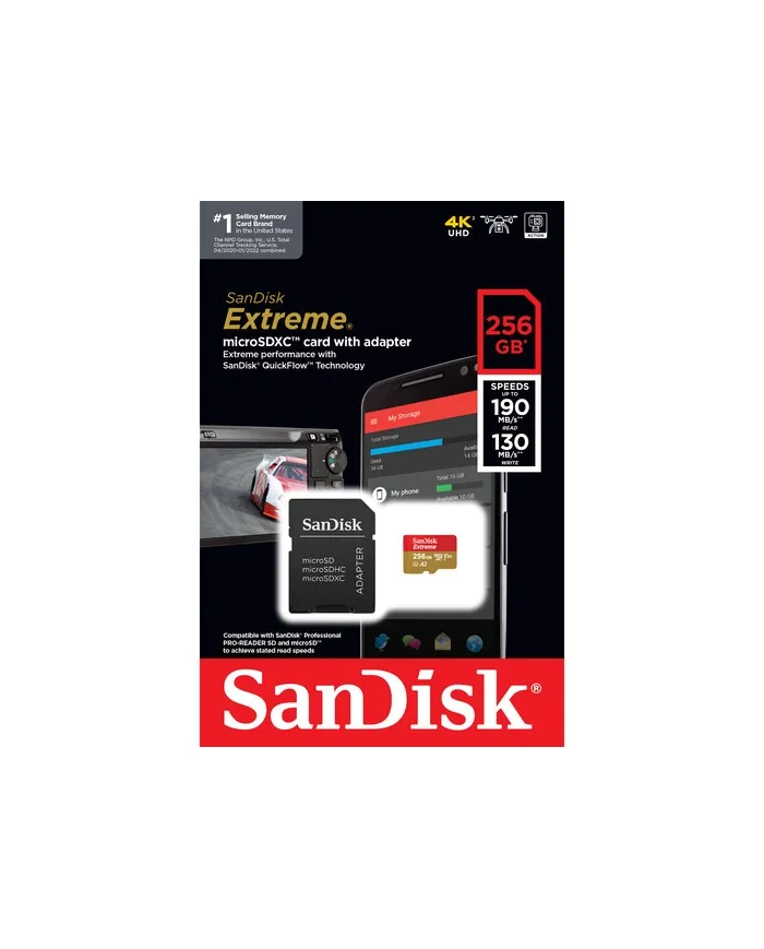 el mejor precio SanDisk Extreme microSD de 256 GB con adaptador SD, A2,190 MB/s Class 10 U3 V30