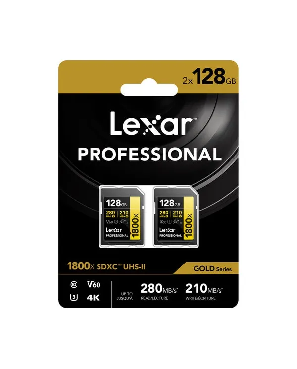 LEXAR SD 128GB V60 1800x UHS-II PACK X2